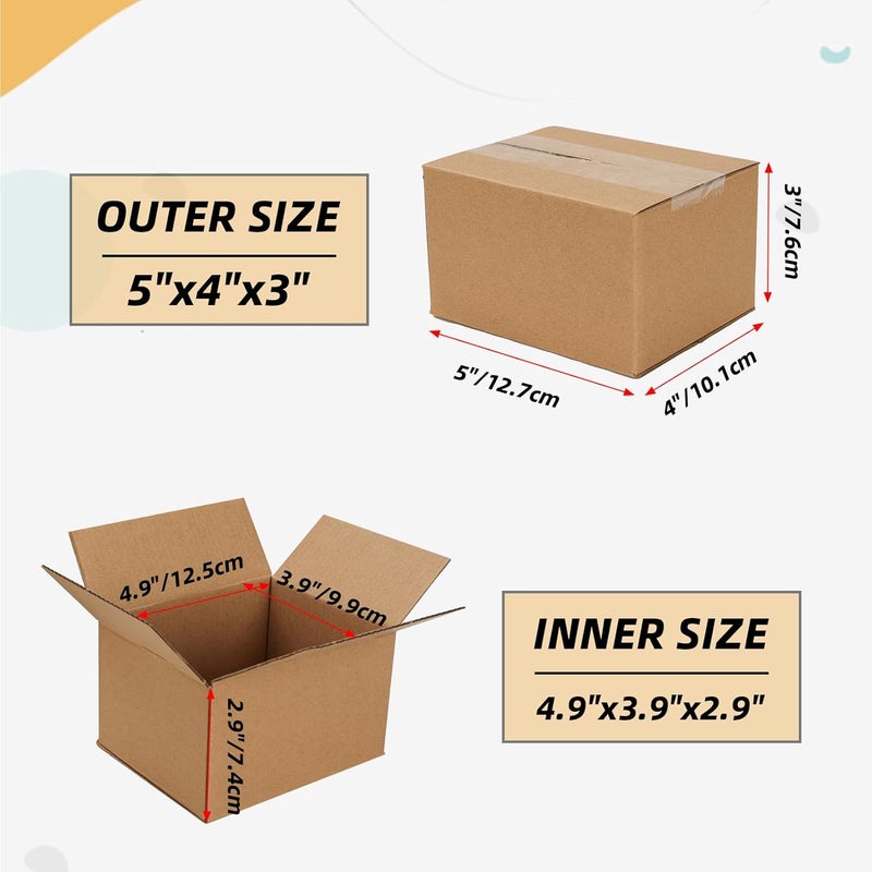 ZBEIVAN Shipping Boxes Mailers 5x4x3 inches Corrugated Cardboard Small Packing Kraft Moving Mailing Box, Pack of 40 - Image 2